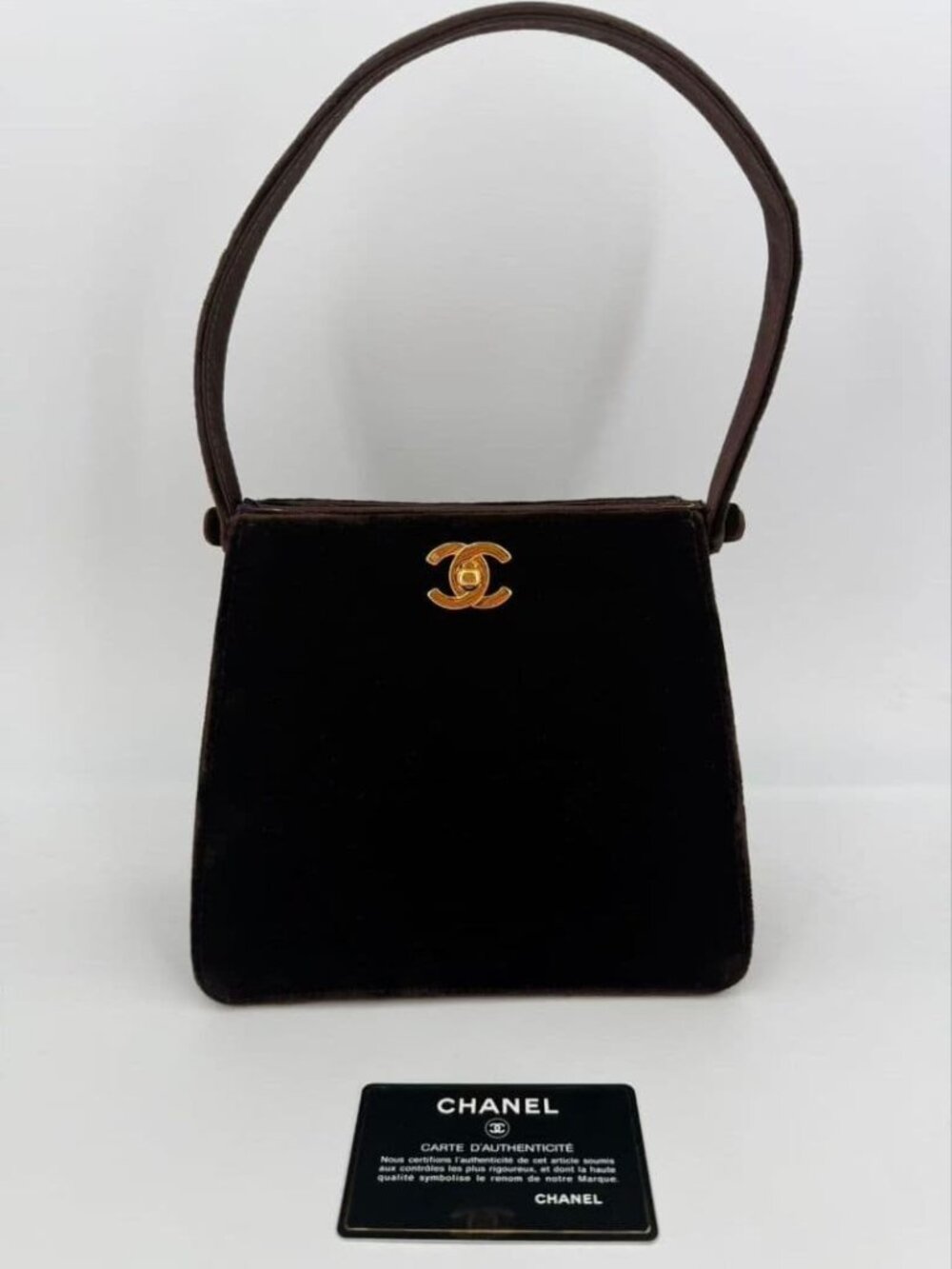 Chanel Velvet Handbag Brown